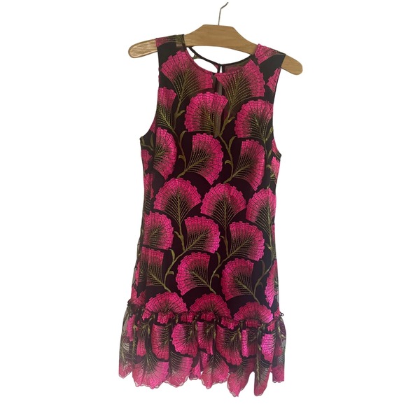 Trina Turk Sleeveless‎ Party Dress Ruffle Hem Floral Print Mini Dress SZ 6 - Picture 2 of 8